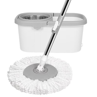 Balai Lave-Sol Magique en Microfibre 360 avec Seau de Nettoyage, Manche en Acier Inoxydable, Auto-Essorant, pour Utilisation Humide et Sèche sur Carrelage