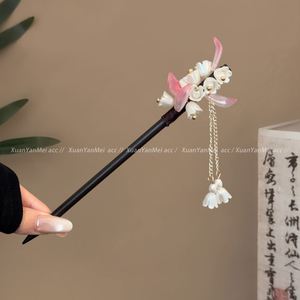 กิ๊บติดผมไม้สไตล์จีนโบราณลายดอกลิลลี่ออฟเดอะแวลลีย์สำหรับผู้หญิง - Product Image 2