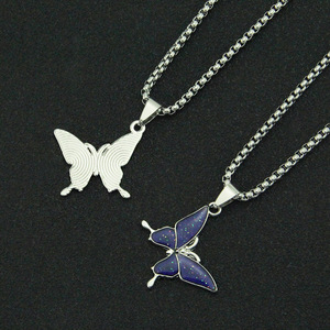 Collier pendentif papillon à variation de température 2026, chaîne en acier inoxydable, simple et exquis, pour femmes, bijoux de mode - Product Image 2