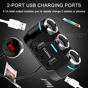 YANTU <b>12V</b>-24V Car Charger Charging Port 3.1A QC3.0 Fast Charger Car Power <b>Socket</b> With 3 Charging Cable - Product Image 3