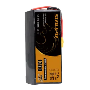 FPV battery Rechargeable 2S 3S 4S 5S 6S Lipo Li Polymer Battery 22.2V 6000 mah Drone Battery For Micro Racing 6000mah XT60