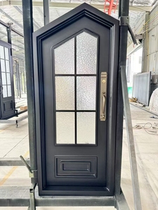 French Style <strong>Arch</strong> with Glass New Design Iron Entrance Door Steel <strong>Gate</strong> Grill Aluminum Stainless for Front Door - Product Image 3