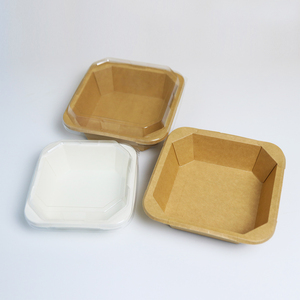 Vente en gros d'usine, plateaux octogonaux jetables en papier kraft, couvercle transparent haut, pour l'emballage alimentaire, pour conserver le sucre, les fruits - Product Image 1