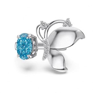 Dylam Elegance High Top Jewelry 925 <b>Silver</b> Egg Shape 5A Zirconia Fly Butterfly Open <b>Adjustable</b> Jewellery <b>Rings</b> for Women - Product Image 1