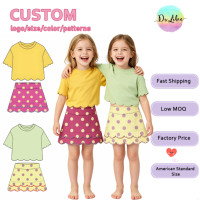 Ensemble de vêtements de sport d'été pour filles, vente en gros, ensemble de sport pour enfants, design personnalisé, vêtements de sport à volants pour filles