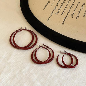 ต่างหูหยดน้ำมันสีแดงสุดอินเทรนด์ต่างหูห่วงวงกลมต่างหูดีไซน์เกินจริงต่างหูเครื่องประดับบุคลิกภาพของขวัญขายส่ง - Product Image 4