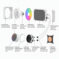 Ventilador de PC RGB ARGB de 120 mm AM5 AM4 AM3 LGA 2011 2011-3 1700 1851 X99, Refrigeración Líquida para Juegos, Color Blanco, para Enfriador de CPU AIO, Radiador