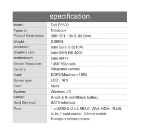 Alta Qualidade Usado Fino e Leve Do Windows Laptop 10 Secondhand Laptop para <span class=keywords><strong>Dell</strong></span> 5530 - Product Image 6