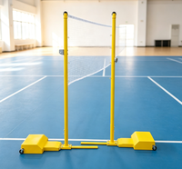 Poteau de badminton mobile avec roues, hauteur réglementaire 1,55 m, ensemble complet pour l'entraînement professionnel et les matchs