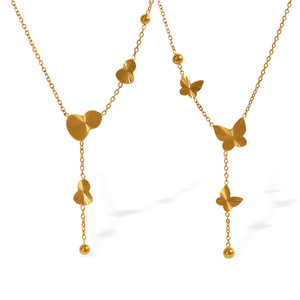 Collier à pampilles papillon en alliage de zinc doré, pendentif en chaîne, bijoux à la mode pour femmes, cadeau XL314 XL315 - Product Image 5