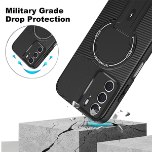 Coque de téléphone en fibre de carbone pour Samsung A07 4G A06 <span class=keywords><strong>5G</strong></span> A05 F05 M05 <span class=keywords><strong>A13</strong></span> A04S <span class=keywords><strong>Chargeur</strong></span> sans fil magnétique Fold Stand Cover - Product Image 4