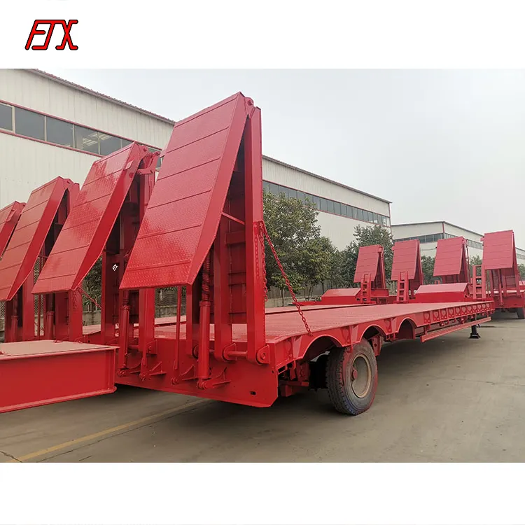 3Axles/4 Axles 80Ton Heavy Duty Equipment Transport Low-bed Truck Trailer