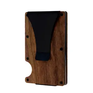 Top Sale Factory Price Wood Credit Card Holder Fashion Rfid Wooden Wood Money Clip porte cartes