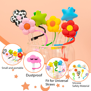 Bán Chạy Nhất 10Mm Màu Đỏ Uống Donut Silicone Rơm Topper Dễ Thương Màu Hồng Bow Tráng Miệng Thiết Kế Tái Sử Dụng Rơm Cap OEM Tùy Chỉnh Rơm Topper - Product Image 3