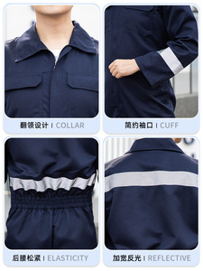 Cross-border Spring and Autumn Reflective Strip Workwear, Durable Factory Overalls, Workshop Protective Clothing Customization - Product Image 2