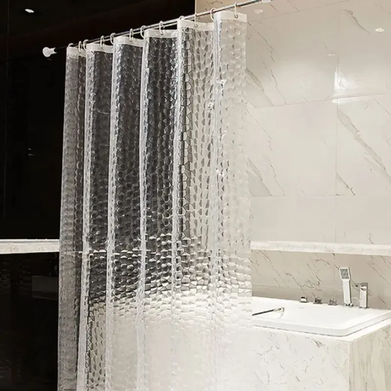 Tenda da doccia a cubo d'acqua PEVA trasparente 3D tenda da porta impermeabile per bagno dell'hotel creativo
