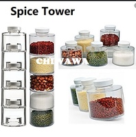 6PC pot de stockage empilable boîtes de stockage d'épices tour d'épices transparente supports assaisonnement bouteille organisateur ménage cuisine approvisionnement