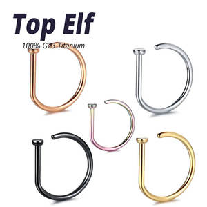 ASTM F136 Anneau de nez en titane <span class=keywords><strong>Piercing</strong></span> 18G 20G D Forme Tragus <span class=keywords><strong>Helix</strong></span> Nariz Boucle d'oreille Hoop Septum Anneau Norstril Bijoux de corps - Product Image 1