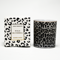Vente en gros de luxe Bougie parfumée en pot en verre à imprimé léopard naturel coulé à la main avec couvercles et boîtes