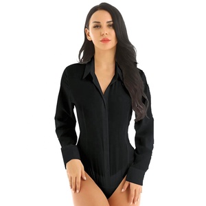 <span class=keywords><strong>Camisa</strong></span> de Trabajo de <span class=keywords><strong>Manga</strong></span> <span class=keywords><strong>Larga</strong></span> con Cuello Camisero y Botones, Fácil de Cuidar, para Mujer, Estilo Body - Product Image 3