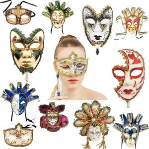 Masques de déguisement vénitiens HLC ODM avec un bâton à main, <span class=keywords><strong>masque</strong></span> de fête de mascarade peint à la main avec des paillettes pour Halloween - Product Image 6