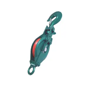 Green Color Painted Open Style Single Sheave Pulley Snatch Block With Hook