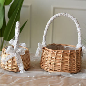 Woven Rattan Flower <b>Basket</b> Handmade Wedding Decoration Gift <b>Small</b> Size - Product Image 1