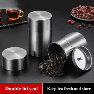 RTS all'ingrosso 8*12cm vite in acciaio inox 304 portatile a doppio coperchio sigillato caffè Matcha <span class=keywords><strong>barattolo</strong></span> di conservazione per la casa in grani lattine - Product Image 3