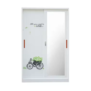 Armoire moderne en métal à 4 portes nouvelle impression élégante chambre à coucher rangement 2 tiroirs du <span class=keywords><strong>bas</strong></span> anti-insectes maison armoire atelier <span class=keywords><strong>mobile</strong></span> - Product Image 3