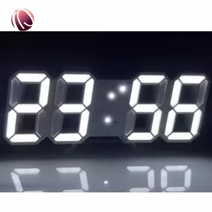 Horloge murale à LED 3D, réveil numérique Saat, affichage à 3 niveaux de luminosité, montres de nuit, Snooze