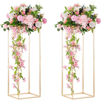 Supports floraux en métal doré hauts pour centres de table de mariage, vases de mariage personnalisés, décoration de centres de table en gros