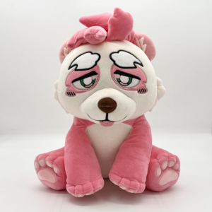 Lindo Oso de Peluche Rosa y Blanco de Dibujos Animados, Diseño Estilizado con Lengua Fuera, Muñeco de Peluche, Decoración Kawaii para Sofá, Regalo de Cumpleaños - Product Image 2