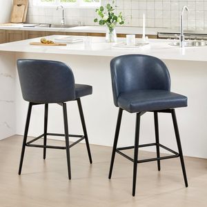 Modern Height Counter Barstools Swivel Faux Leather <strong>Upholstered</strong> <strong>bar</strong> <strong>Stool</strong> with <strong>Backs</strong> and Metal Legs <strong>bar</strong> Chair - Product Image 5