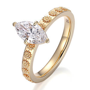 Provence fine jewelry 18K Solid Gold <b>ring</b> 1carat VVS1 D Marquise Cut lab diamond <b>ring</b> Original women wedding engagement <b>ring</b> - Product Image 2