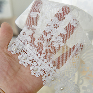 Pompom Tirai Putih Tipis untuk Ruang Tamu Linen Jendela Bertekstur Tirai Pintu Renda untuk Dapur - Product Image 4