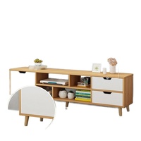Meuble TV en Bois Massif Style Nordique Design Moderne et Simple pour Chambre, Salon, Petits Appartements avec Table Basse Assortie