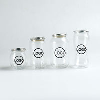 Botella Transparente de Plástico PET para Bebidas, Smoothies, Refrescos, con Tapa y Logotipo Personalizado