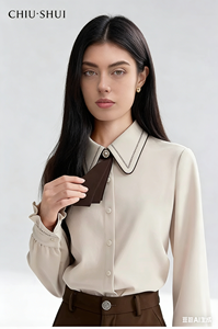 Camicia da <span class=keywords><strong>Donna</strong></span> <span class=keywords><strong>Autunno</strong></span> <span class=keywords><strong>Inverno</strong></span>, Elegante Top a Maniche Lunghe per l'Ufficio, Design Semplice e Versatile, Casual per l'Ufficio - Product Image 2