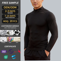 T-shirt à col montant personnalisé OEM en gros, manches longues, élastique, séchage rapide, vêtements de fitness pour la course et l'entraînement