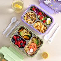 Boîte à lunch isotherme en acier inoxydable Botu Cartoon avec couvercle, boîte en plastique scellée pour étudiants et employés de bureau, conteneur portable