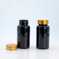 Flacon en plastique PET de 150 ml avec bouchon à vis en aluminium doré, conteneur vide pour capsules, comprimés, vitamines, emballage
