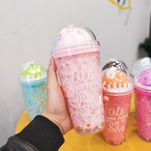 Vaso <span class=keywords><strong>Kawaii</strong></span> para Niños y Niñas de 450 ml, Antiderrames, para Bebidas Frías, Libre de BPA, Reutilizable, de Plástico, para Viajes, para Helados, con Pajita - Product Image 2