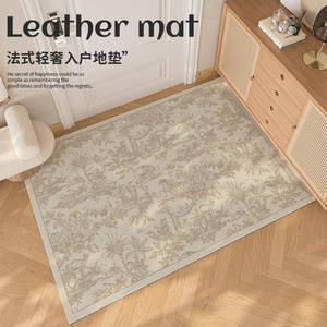 Tapis d'entrée en cuir rectangulaire couleur crème insonorisant, résistant aux taches, lavable, motif original, en PVC - Product Image 3