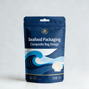 Lebensmittelechte, gravurgedruckte, feuchtigkeitsbeständige, individuell bedruckte, wiederverschließbare Plastik-Standbeutel mit transparentem Fenster für große und kleine Meeresfrüchte - Product Image 6