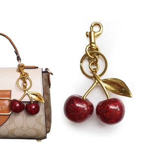 Fashion Crystal Cherry Keychain Pendant Personalized <b>Bag</b> Charm Fruit Jewelry Accessories for Women Girls Gifts - Product Image 3