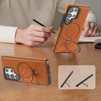 Nouvelle coque de téléphone en cuir PU avec support invisible pour iPhone 13 14 15 Pro Max 17 Pro Max et Samsung S26 Ultra