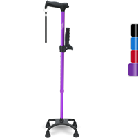 HEALTH BAZAAR Produits Populaires Canne Quadripode Légère Noire 0,8 kg Pliante et Réglable Modèle 0026