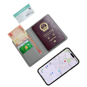 Pelindung Paspor Pintar Bersertifikasi MFi dengan Pelacak GPS Anti-Hilang untuk Perjalanan, Tempat Paspor Kulit PU untuk Kartu, Kompatibel dengan IOS - Product Image 5