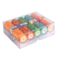 YH 200pcs Plateau de jetons de poker transparent en acrylique pour contenir 200pcs 40mm Chips Case avec couvercle