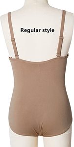 Leotardo beige sin mangas para mujer, para entrenamiento de danza, ropa de ballet para adultos, ropa de bailarina para escenario - Product Image 3
